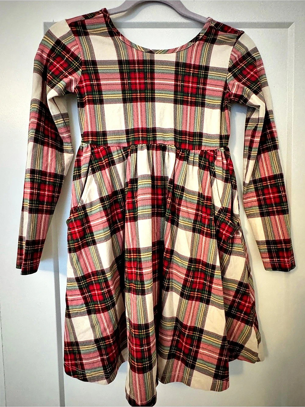 Hanna Andersson Girls Plaid Dress Red & Cream Size 8